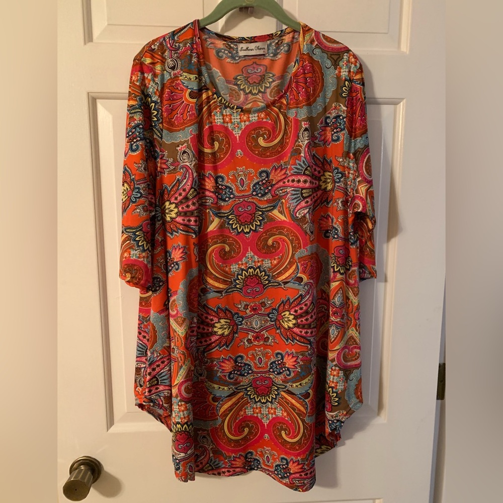 Print tunic with 3/4 sleeve